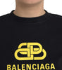 Balenciaga Black Cotton Logo Print Crew Neck Short Sleeves T-shirt