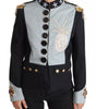 Dolce & Gabbana Blue Button Crystal Embellished Cotton Jacket