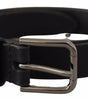 Dolce & Gabbana Black Calf Leather Classic Metal Logo Buckle Belt
