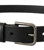 Dolce & Gabbana Black Calf Leather Classic Metal Logo Buckle Belt