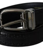 Dolce & Gabbana Black Leather Silver Metal Buckle Classic Belt