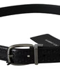Dolce & Gabbana Black Leather Silver Metal Buckle Classic Belt