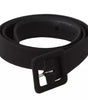 Dolce & Gabbana Black Velvet Leather Logo Waist Buckle Belt
