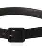 Dolce & Gabbana Black Velvet Leather Logo Waist Buckle Belt