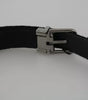 Dolce & Gabbana Black Velvet Leather Silver Buckle Belt