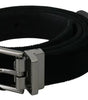 Dolce & Gabbana Black Velvet Leather Silver Buckle Belt