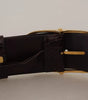 Dolce & Gabbana Brown Crocodile Pattern Leather Gold Oval Buckle Belt