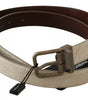 Dolce & Gabbana Cream Beige Gold Buckle Waist Leather Belt