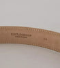 Dolce & Gabbana Beige Leather Crystal Buckle Women Belt