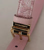 Dolce & Gabbana Pink Jaquard Embroidered Gold Tone Metal Buckle Belt