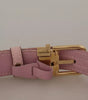Dolce & Gabbana Pink Jaquard Embroidered Gold Tone Metal Buckle Belt