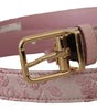 Dolce & Gabbana Pink Jaquard Embroidered Gold Tone Metal Buckle Belt