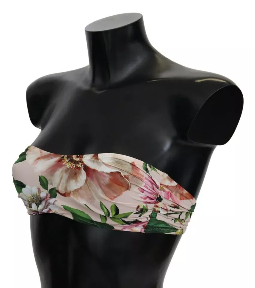 Haut de bikini de plage à imprimé floral rose Dolce &amp; Gabbana