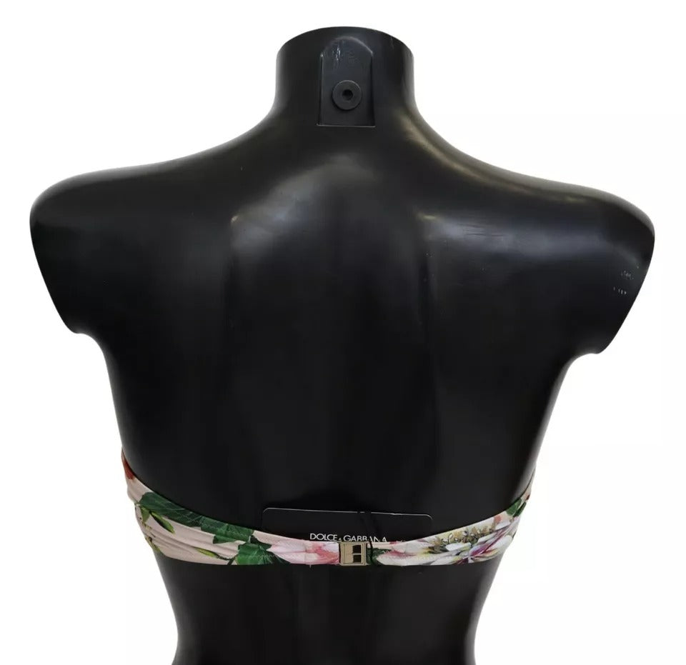 Haut de bikini de plage à imprimé floral rose Dolce &amp; Gabbana