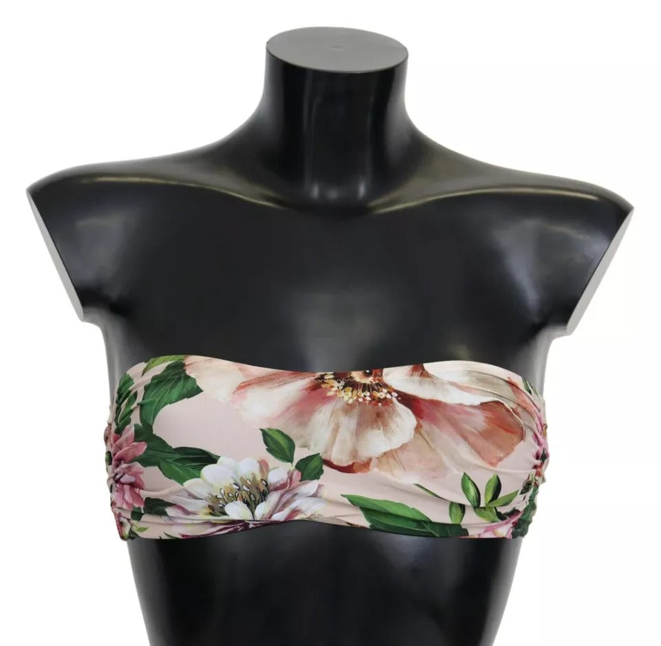 Haut de bikini de plage à imprimé floral rose Dolce &amp; Gabbana