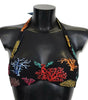 Dolce & Gabbana Black Corals Print Swimsuit Beachwear Bikini Top