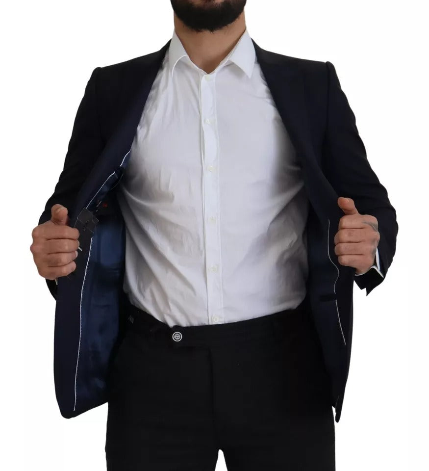 Manteau simple boutonnage en laine bleue Dolce &amp; Gabbana pour homme