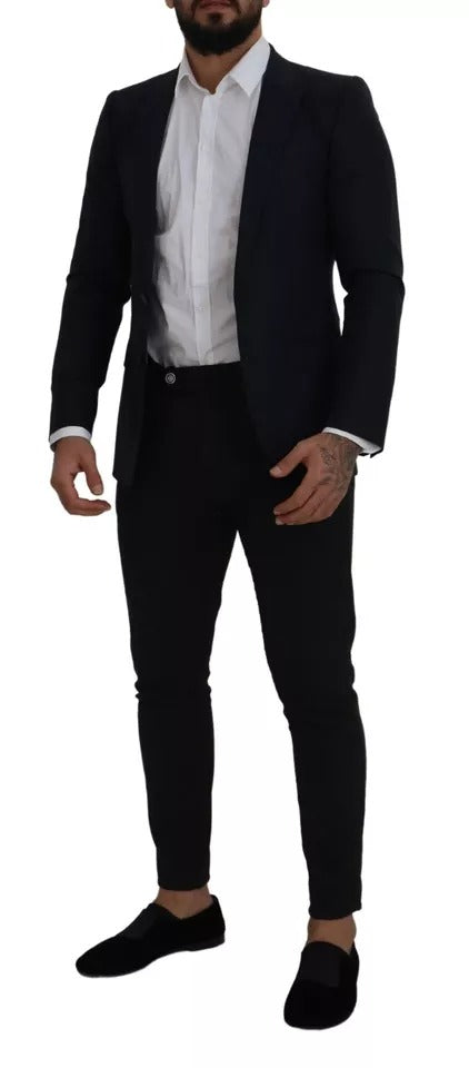 Manteau simple boutonnage en laine bleue Dolce &amp; Gabbana pour homme