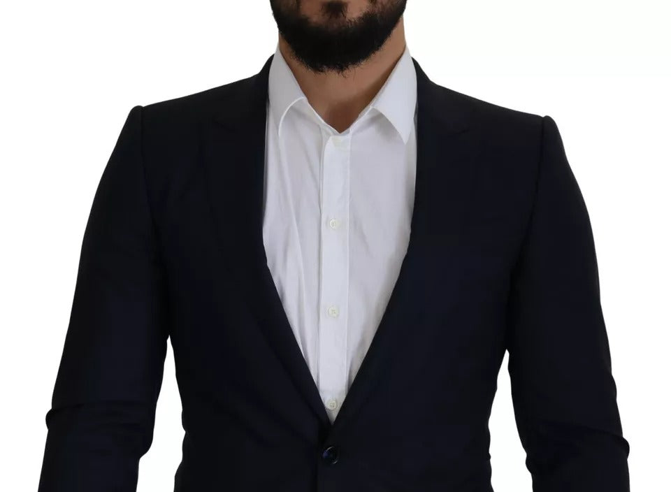 Manteau simple boutonnage en laine bleue Dolce &amp; Gabbana pour homme