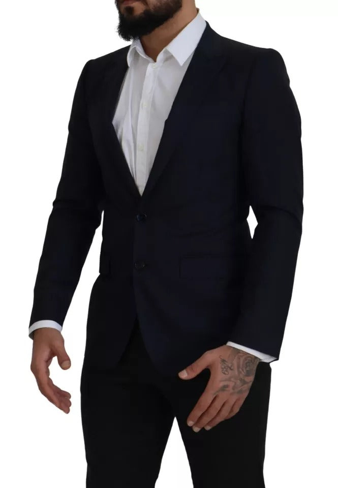 Manteau simple boutonnage en laine bleue Dolce &amp; Gabbana pour homme