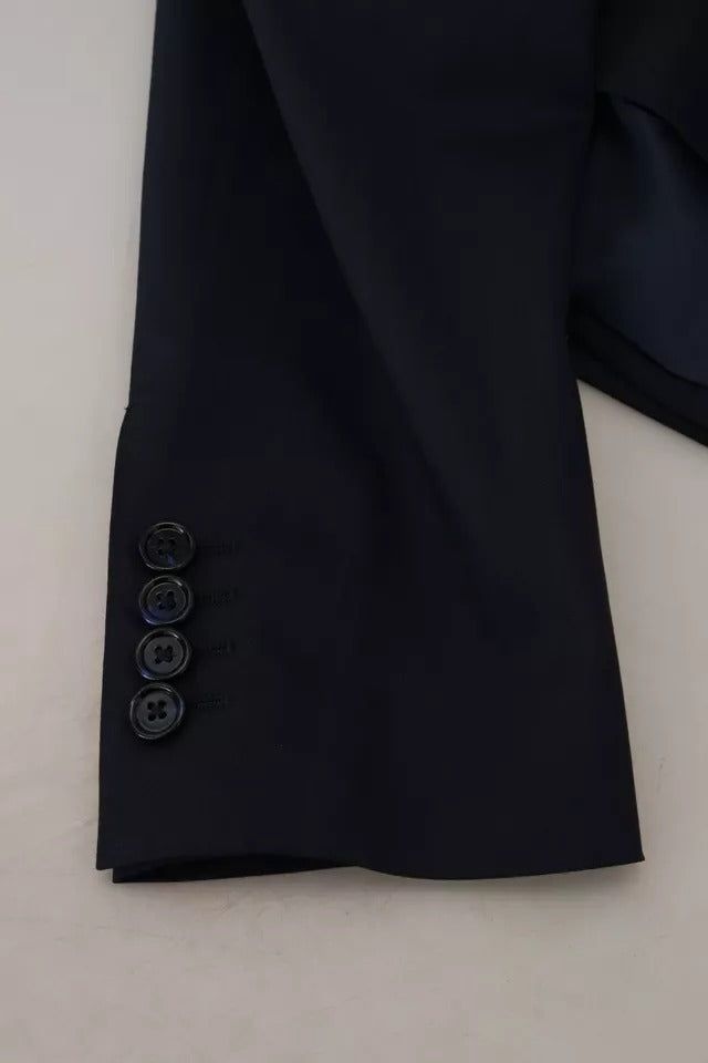 Manteau simple boutonnage en laine bleue Dolce &amp; Gabbana pour homme