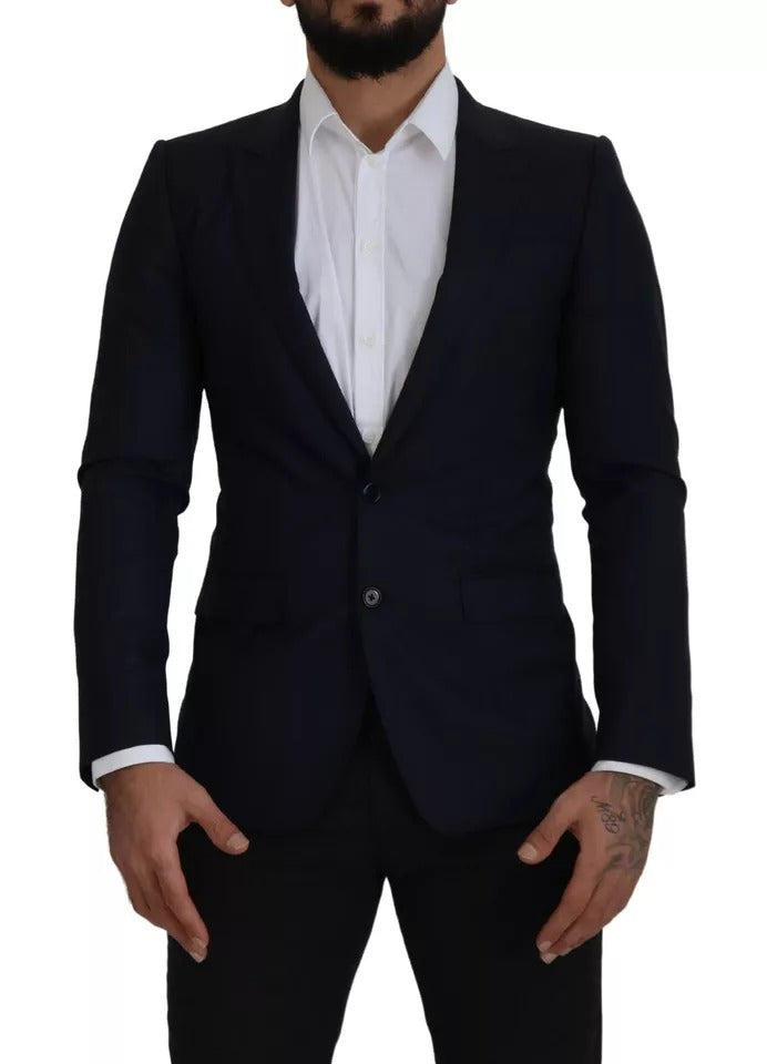 Manteau simple boutonnage en laine bleue Dolce &amp; Gabbana pour homme