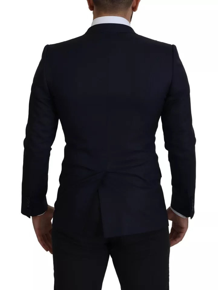 Manteau simple boutonnage en laine bleue Dolce &amp; Gabbana pour homme