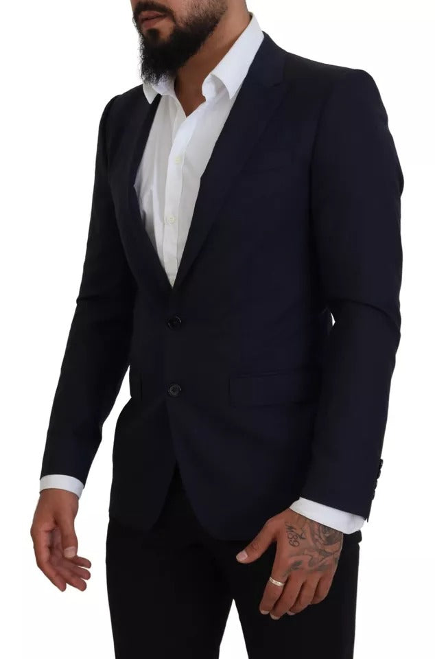 Dolce &amp; Gabbana - Blazer slim en laine bleue pour homme