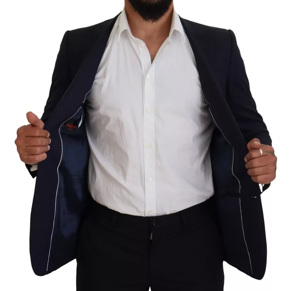 Dolce &amp; Gabbana - Blazer slim en laine bleue pour homme