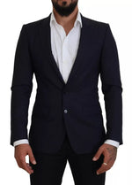 Dolce &amp; Gabbana - Blazer slim en laine bleue pour homme