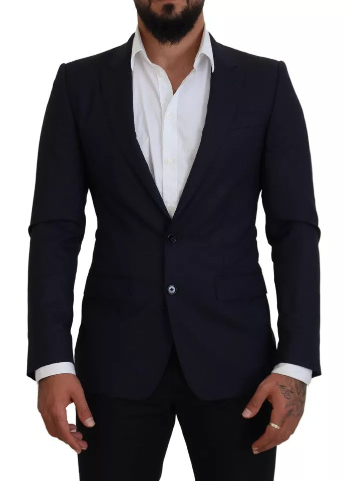 Dolce &amp; Gabbana - Blazer slim en laine bleue pour homme
