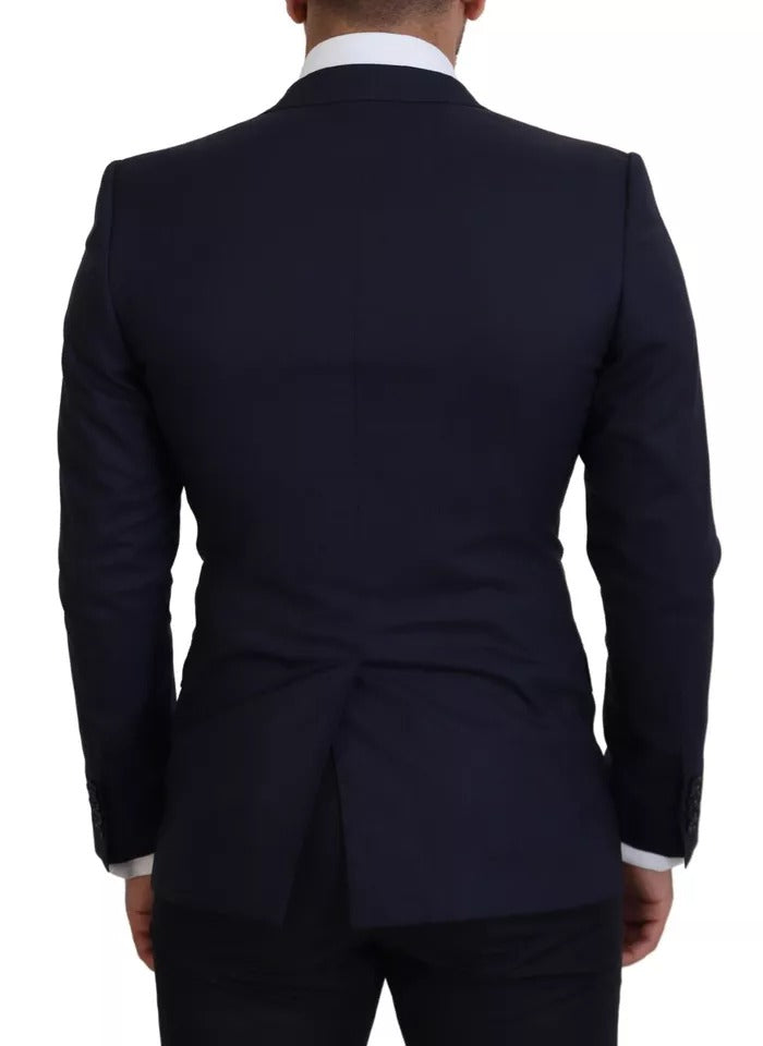 Dolce &amp; Gabbana - Blazer slim en laine bleue pour homme