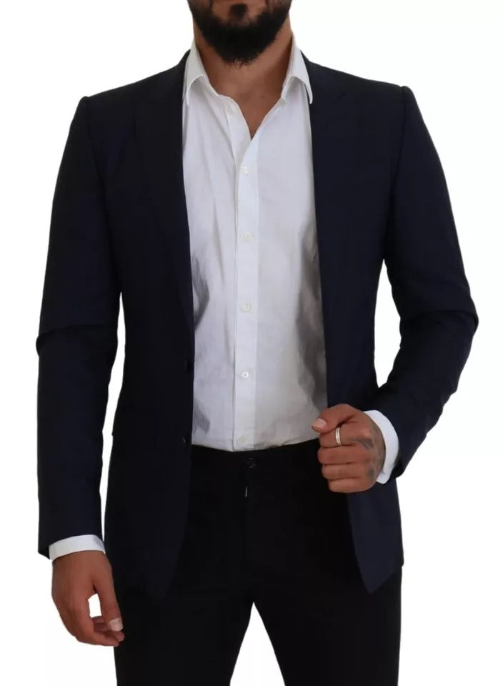 Dolce &amp; Gabbana - Blazer slim en laine bleue pour homme