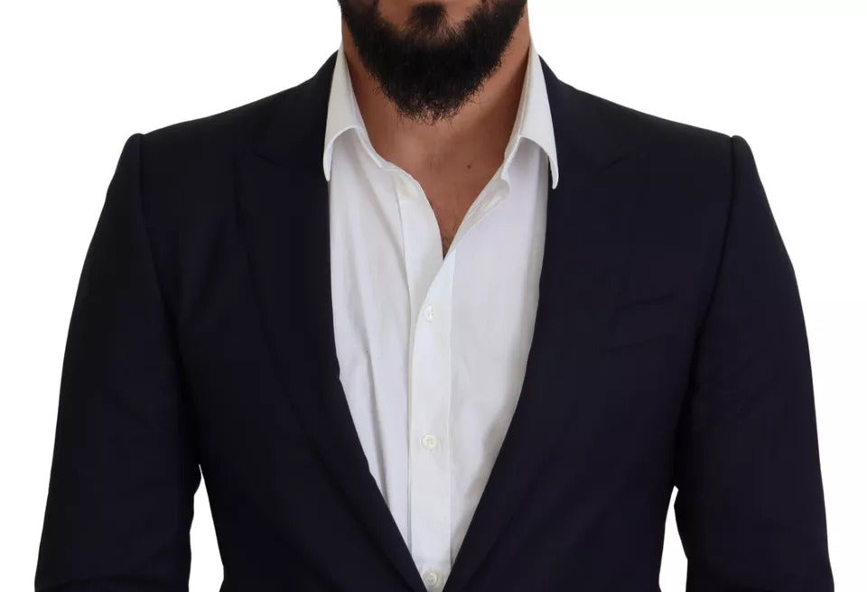 Dolce &amp; Gabbana - Blazer slim en laine bleue pour homme
