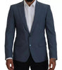Blazer slim en laine stretch bleue Dolce &amp; Gabbana