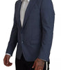Blazer slim en laine stretch bleue Dolce &amp; Gabbana