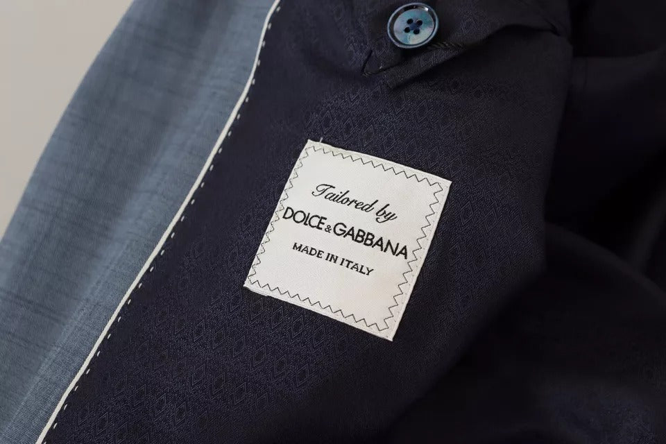 Blazer slim en laine stretch bleue Dolce &amp; Gabbana