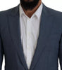 Blazer slim en laine stretch bleue Dolce &amp; Gabbana