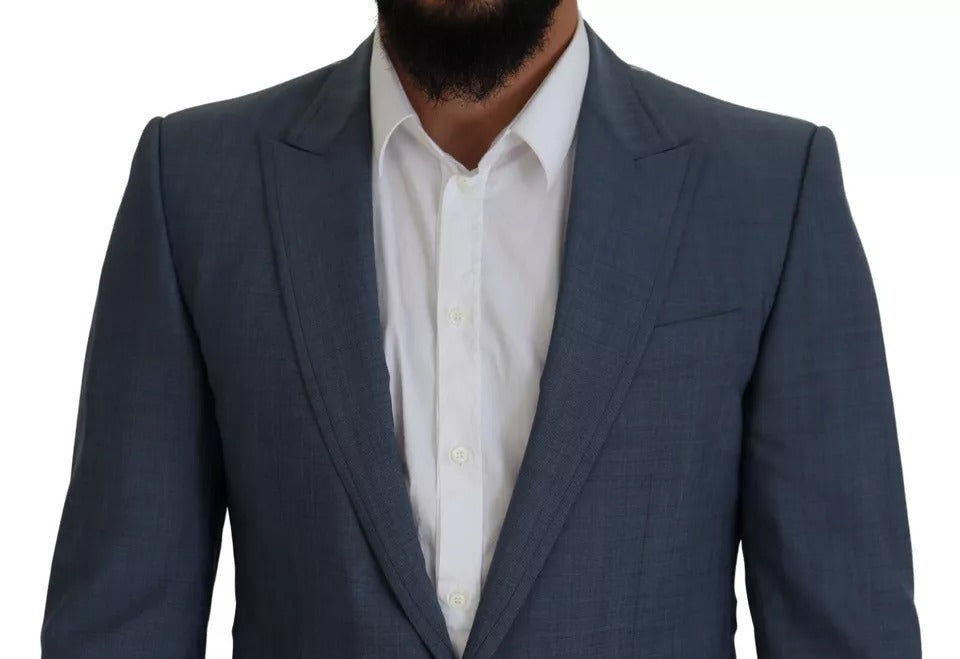 Blazer slim en laine stretch bleue Dolce &amp; Gabbana