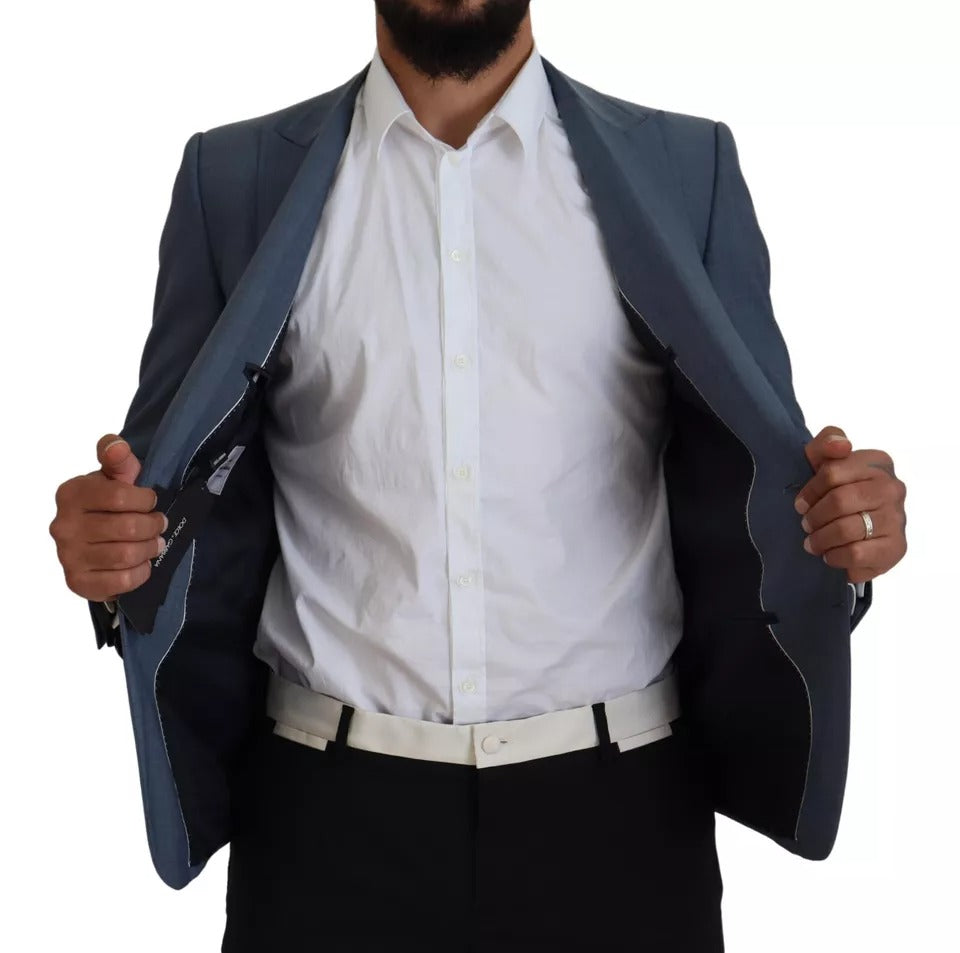 Blazer slim en laine stretch bleue Dolce &amp; Gabbana