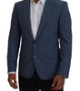 Blazer slim en laine stretch bleue Dolce &amp; Gabbana