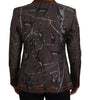 Dolce & Gabbana Bronze Monkey Print Silk Slim Jacket Blazer