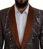 Dolce & Gabbana Bronze Monkey Print Silk Slim Jacket Blazer