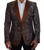 Dolce & Gabbana Bronze Monkey Print Silk Slim Jacket Blazer