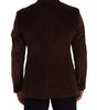 Manteau slim en velours côtelé marron Dolce &amp; Gabbana avec blazer à logo DG