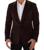 Manteau slim en velours côtelé marron Dolce &amp; Gabbana avec blazer à logo DG
