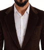 Manteau slim en velours côtelé marron Dolce &amp; Gabbana avec blazer à logo DG