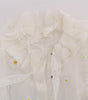 Dolce & Gabbana Élégant chemisier en soie blanche à motif marguerites