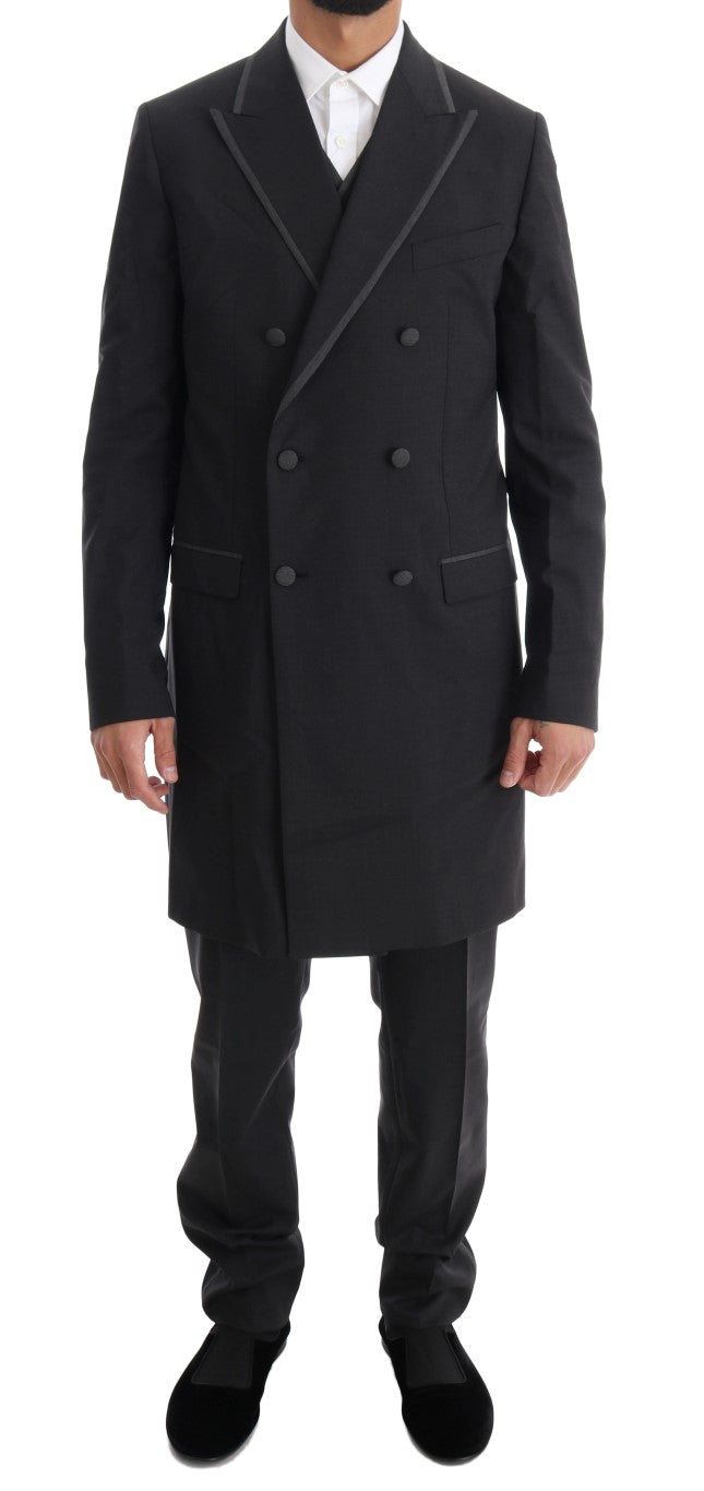Costume croisé gris élégant en laine Dolce &amp; Gabbana