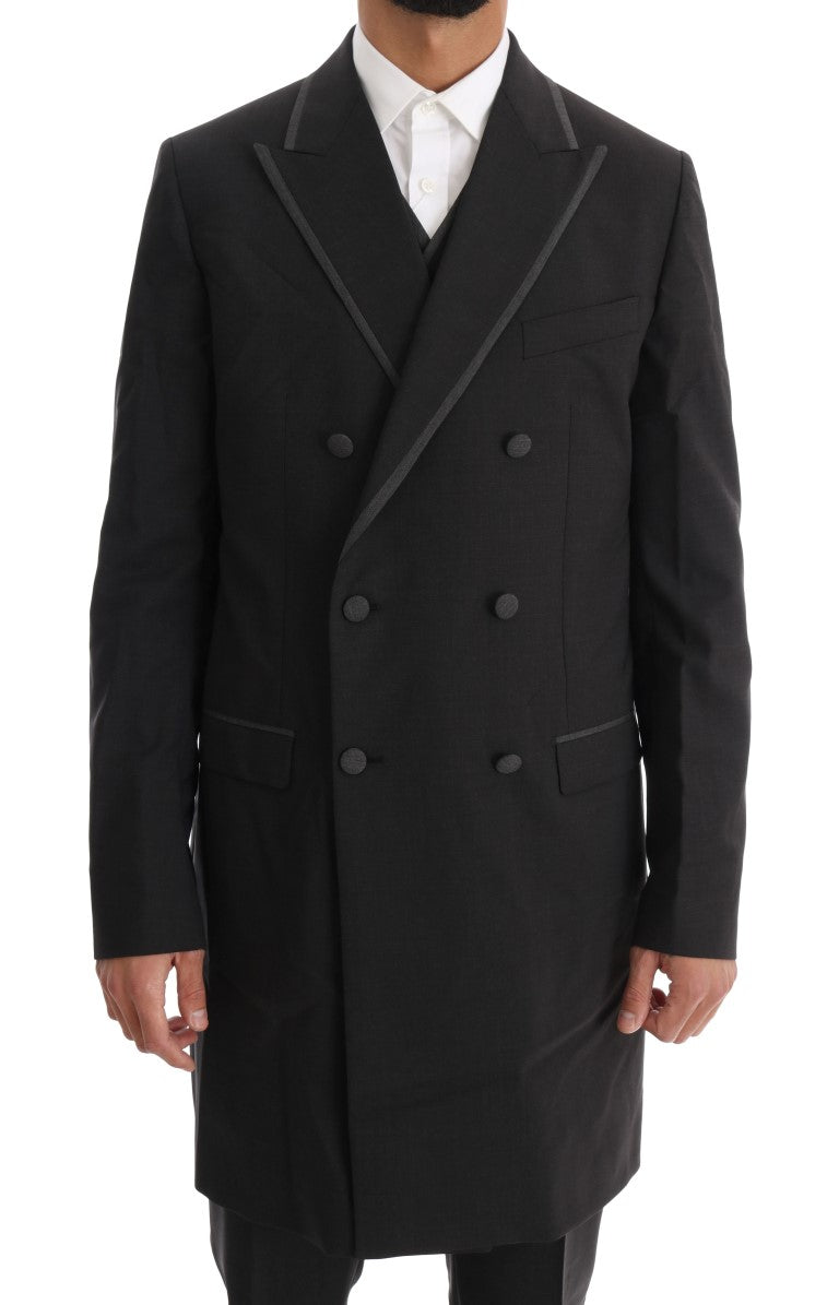 Costume croisé gris élégant en laine Dolce &amp; Gabbana